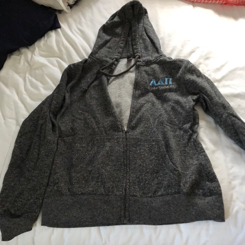 Alpha delta pi gray zip up hoodie